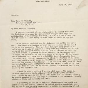 Letter from McLean to Bickett, March 27, 1920, page 1